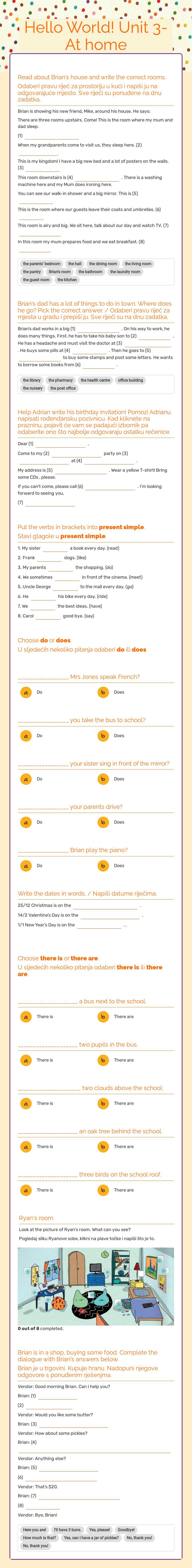 Hello World! Unit 3- At home Grade 5 worksheet preview