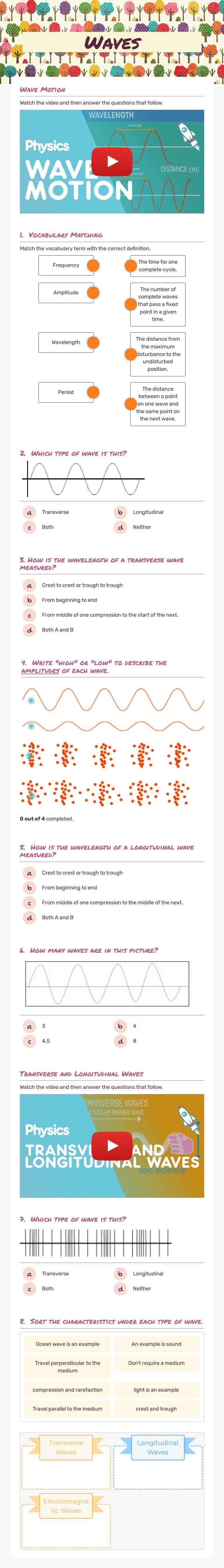 Waves worksheet preview image