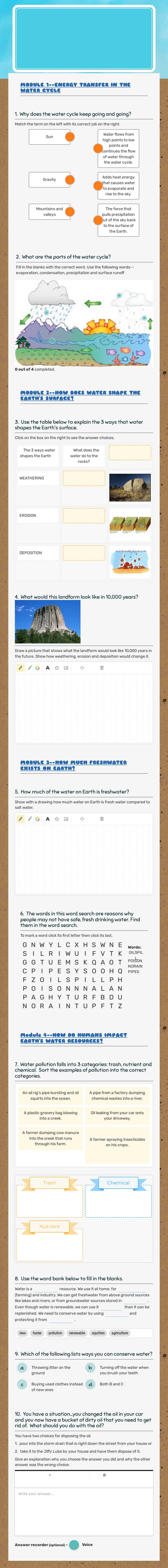 Unit 2 
Water REview worksheet preview image