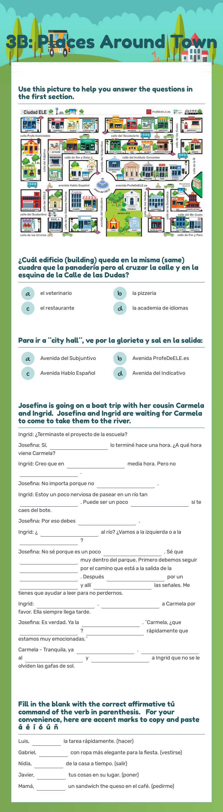 3B: Places Around Town worksheet preview image