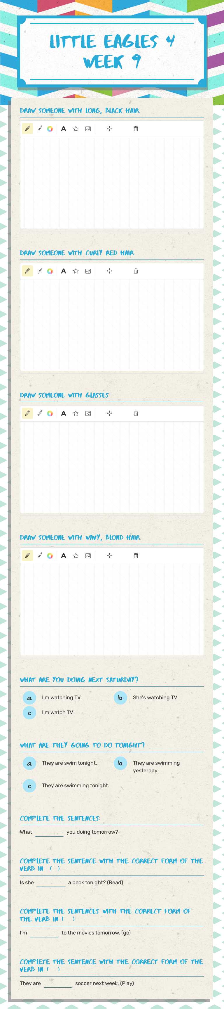 Little Eagles 4 Week 9 worksheet preview image