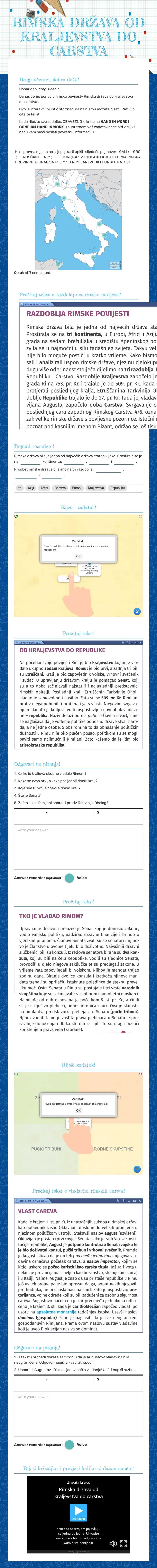 RIMSKA DRŽAVA OD KRALJEVSTVA DO CARSTVA worksheet preview image