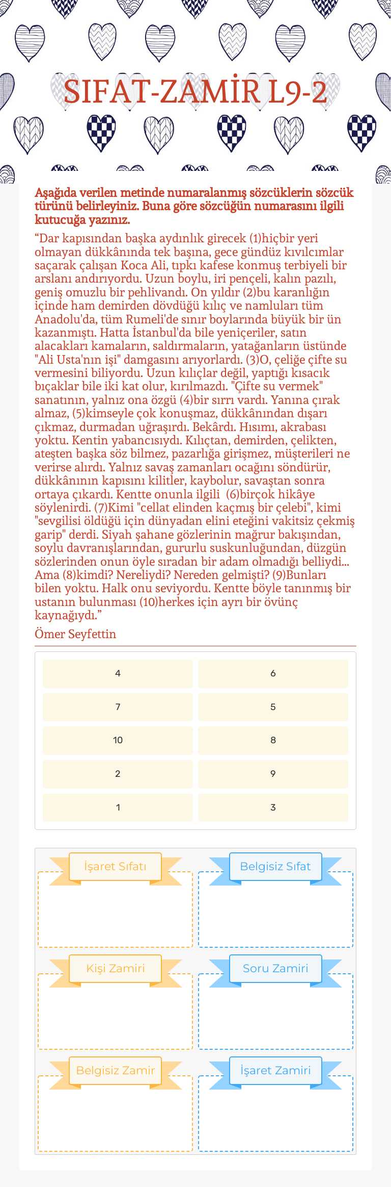 SIFAT-ZAMİR L9-2 worksheet preview image