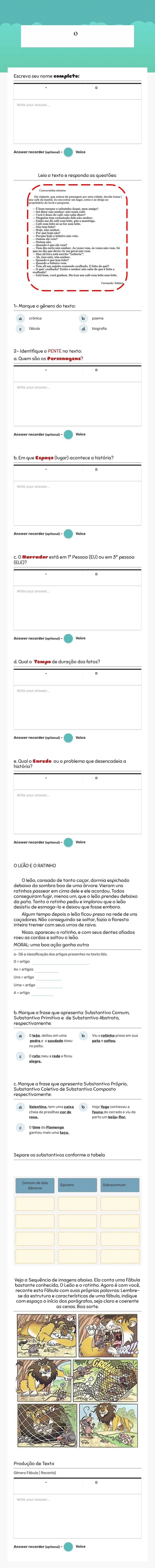 Avaliação Português 2º Bimestre worksheet preview image