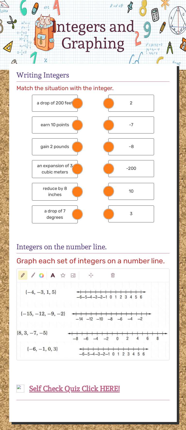 Integers and Graphing worksheet preview image