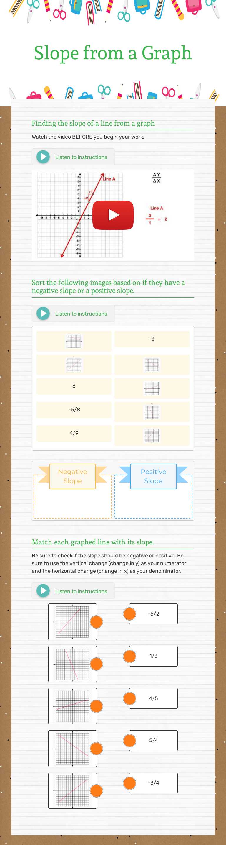 Slope from a Graph worksheet preview image