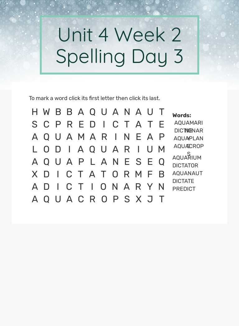 Unit 4 Week 2 Spelling Day 3 worksheet preview image