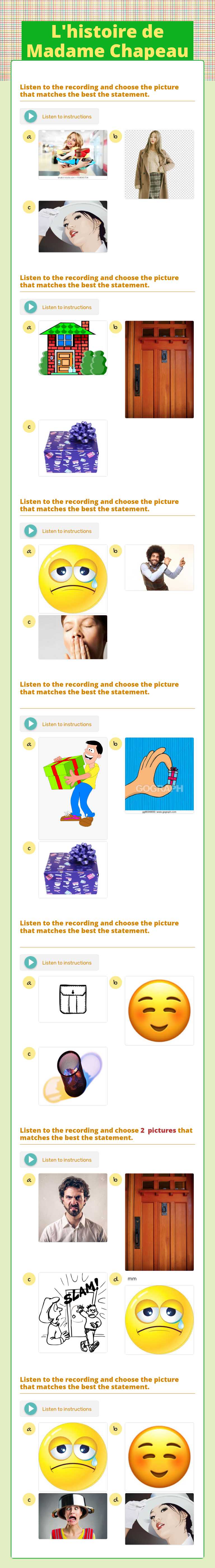 L'histoire de Madame Chapeau worksheet preview image