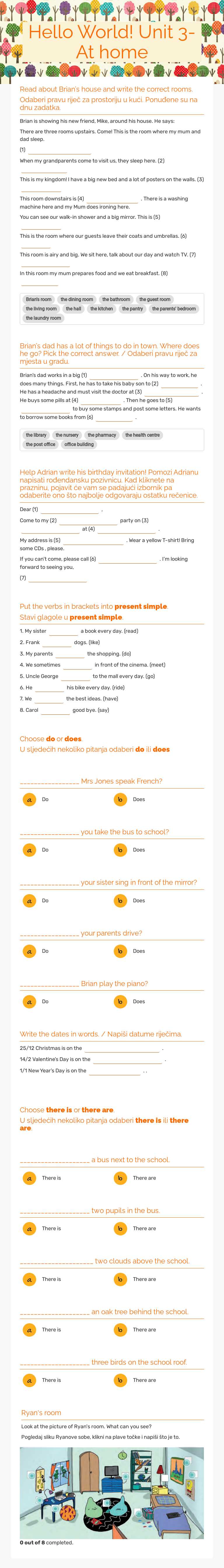 Hello World! Unit 3- At home Grade 5 worksheet preview
