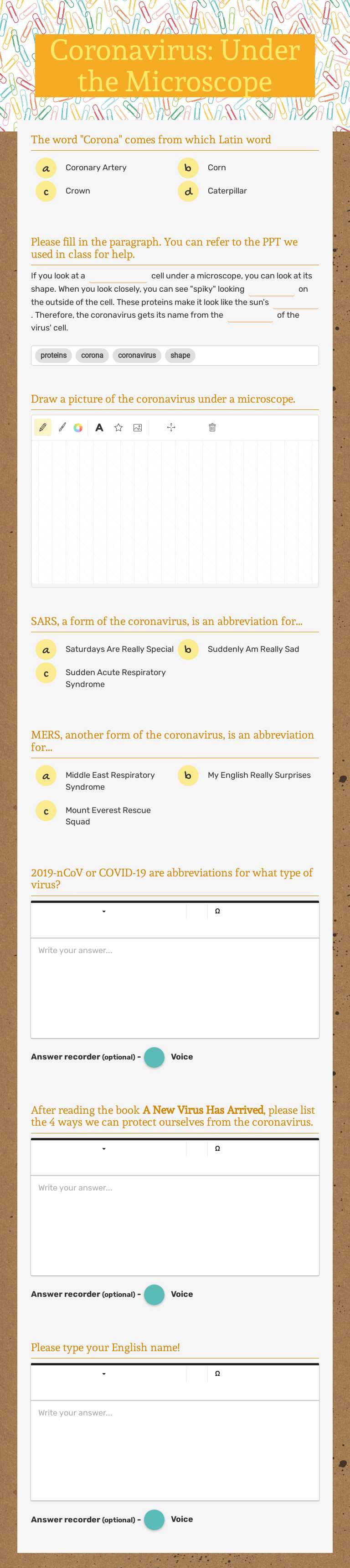 Coronavirus: Under the Microscope worksheet preview image
