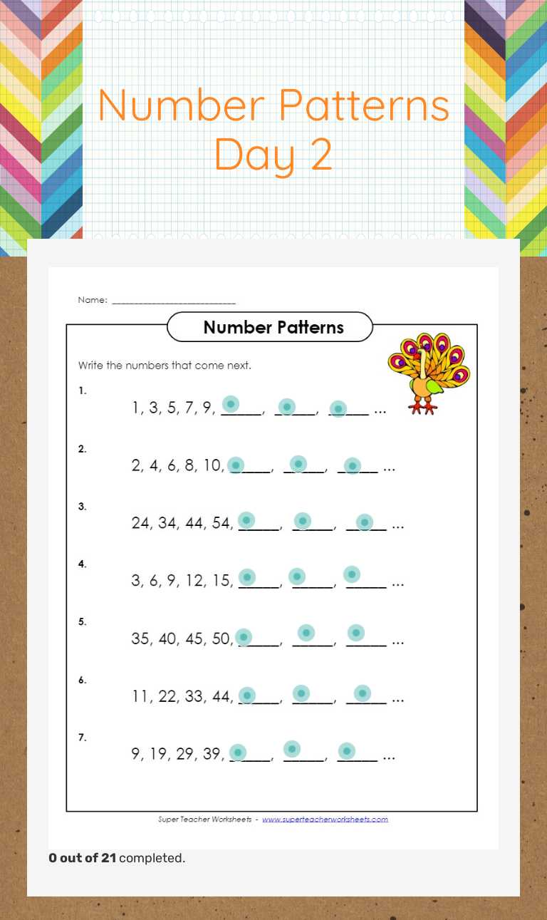 Number Patterns Day 2 Grade 3 worksheet preview