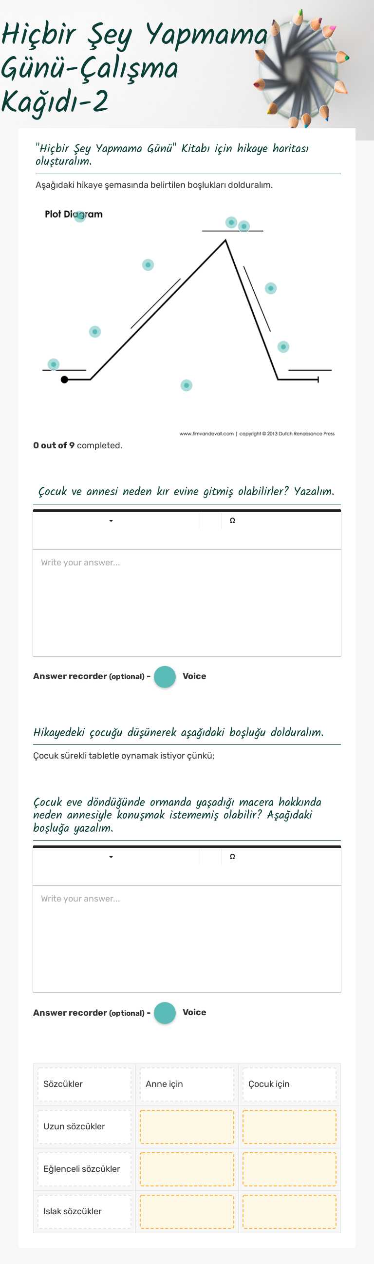 Hiçbir Şey Yapmama Günü-Çalışma Kağıdı-2 worksheet preview image
