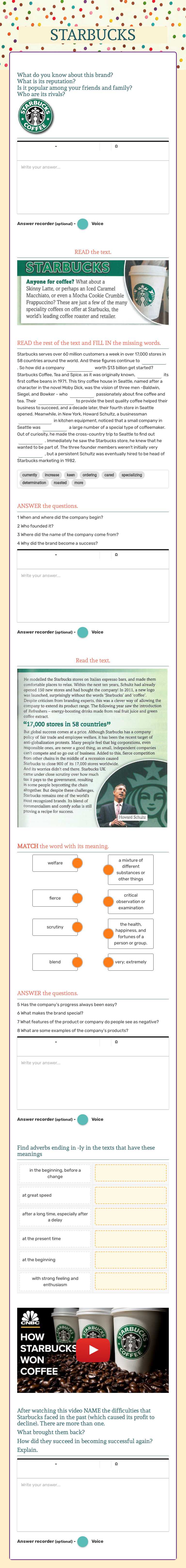 STARBUCKS Grade 10 worksheet preview