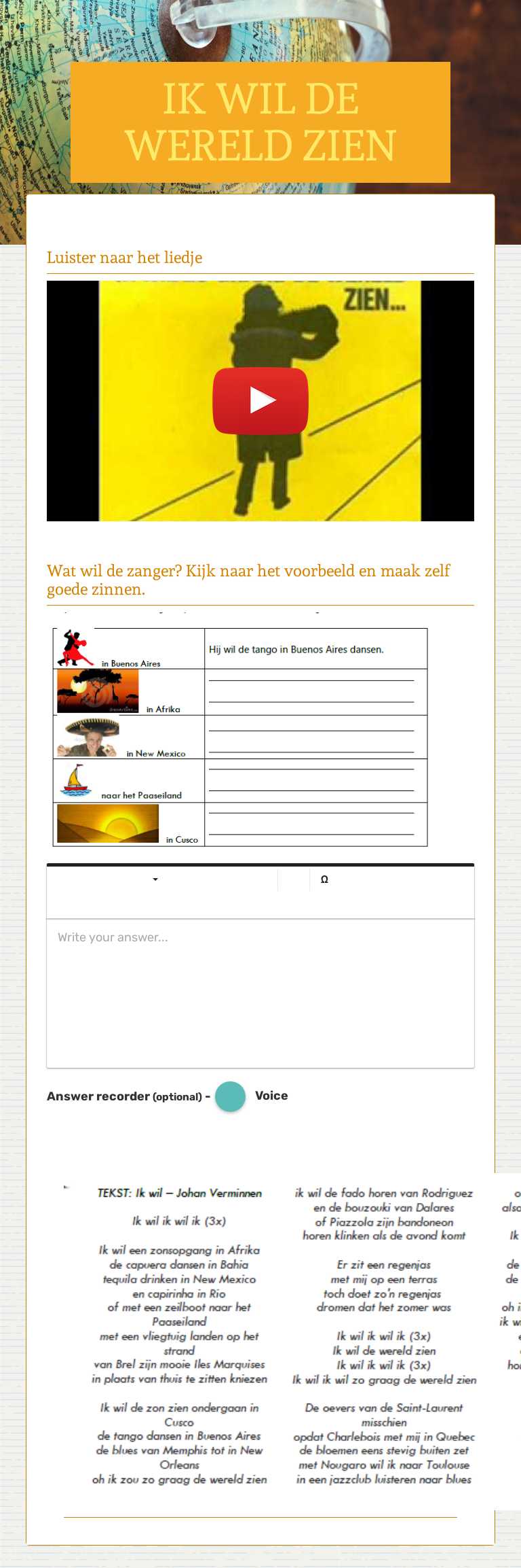 IK WIL DE WERELD ZIEN worksheet preview image