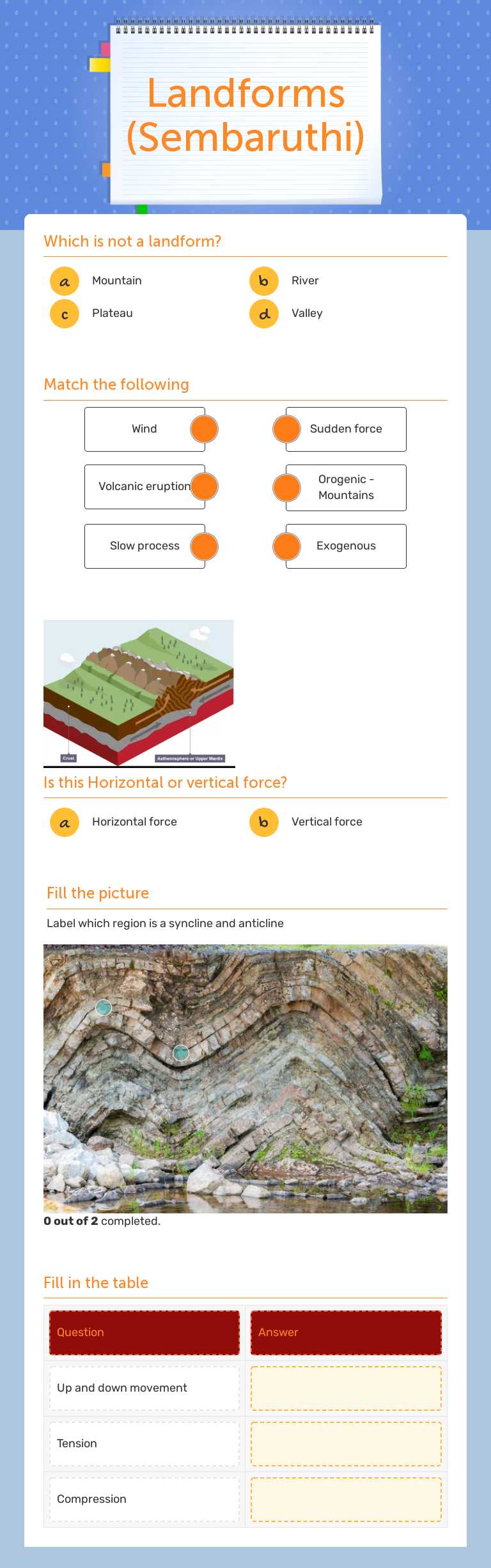 Landforms (Sembaruthi) worksheet preview image