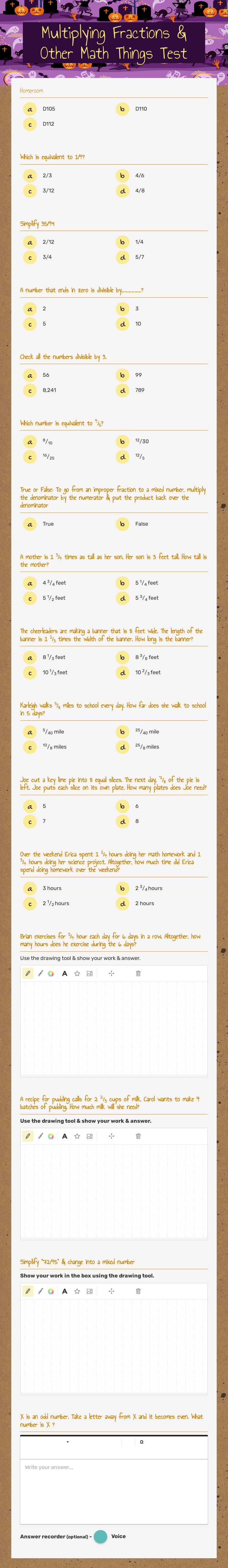 Multiplying Fractions & Other Math Things Test worksheet preview image