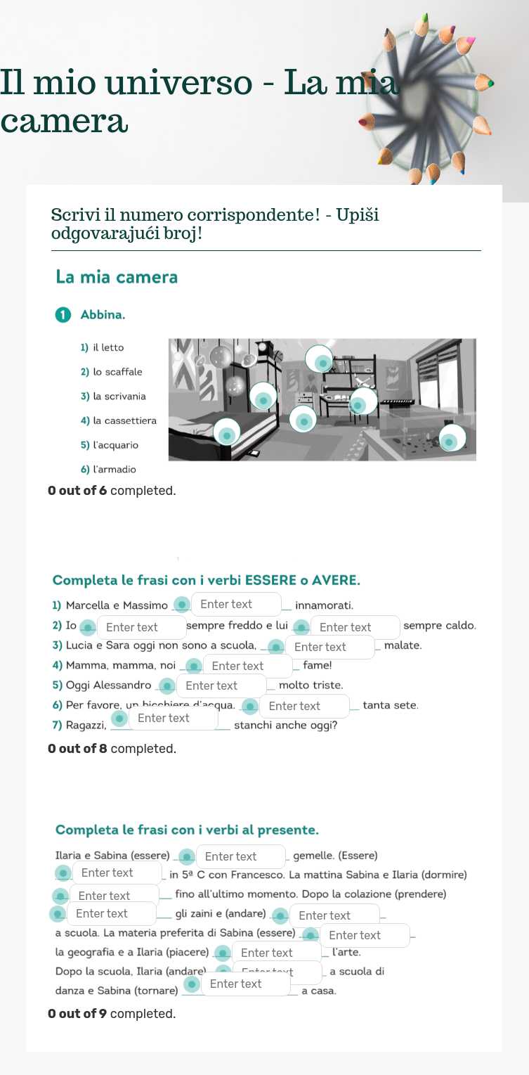 Il mio universo - La mia camera worksheet preview image