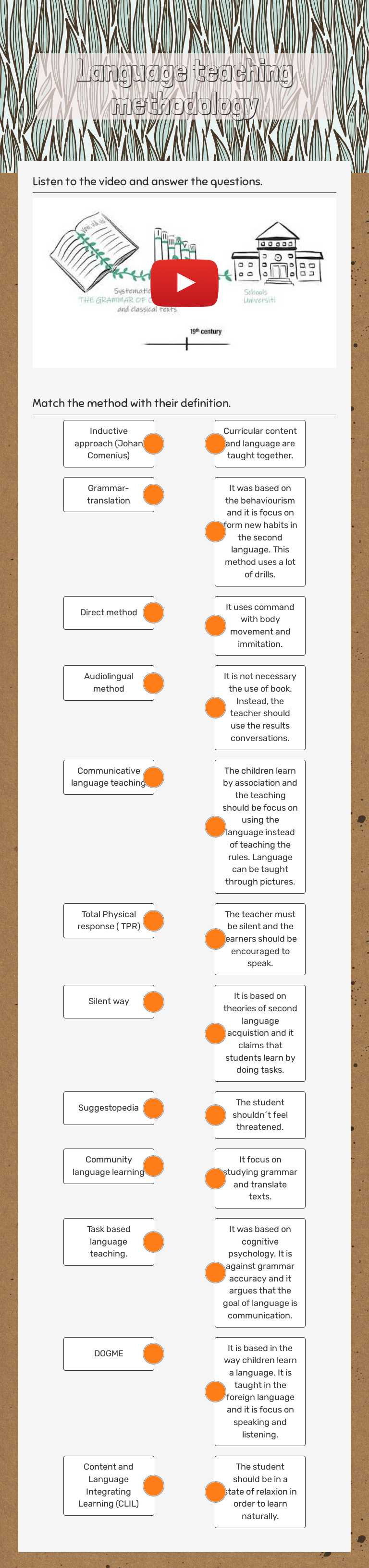 Language teaching methodology worksheet preview image