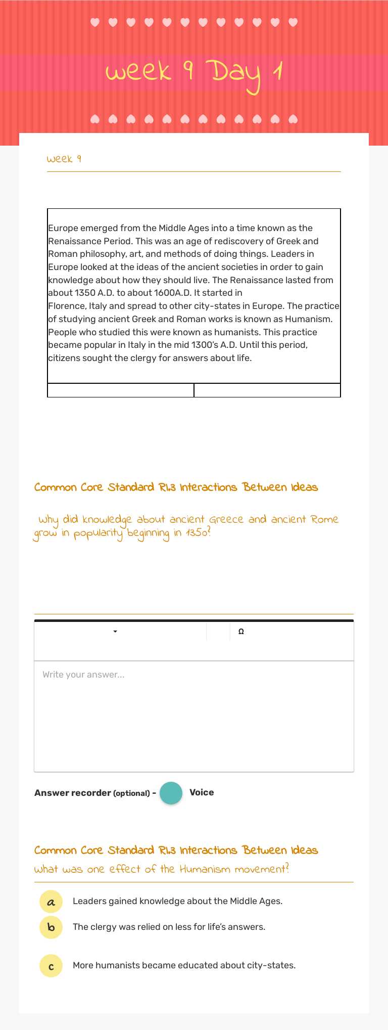 week 9 Day 1 worksheet preview image