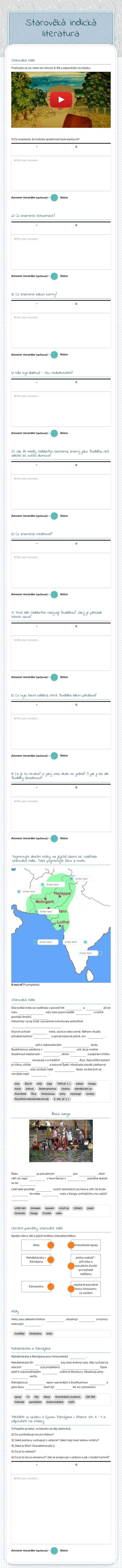 Starověká indická literatura worksheet preview image