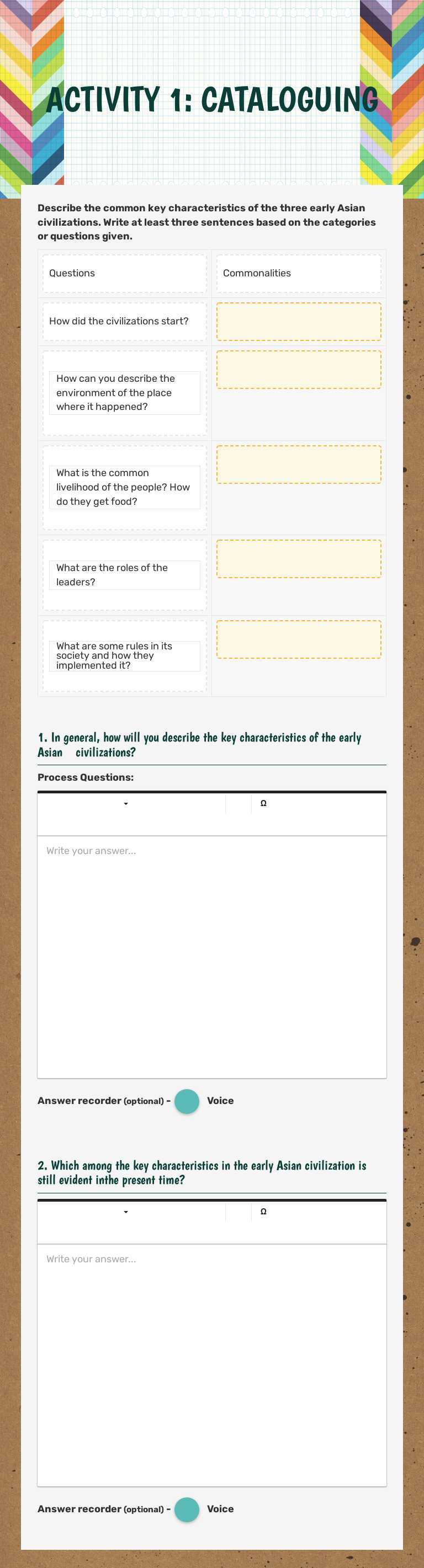 ACTIVITY 1: CATALOGUING worksheet preview image