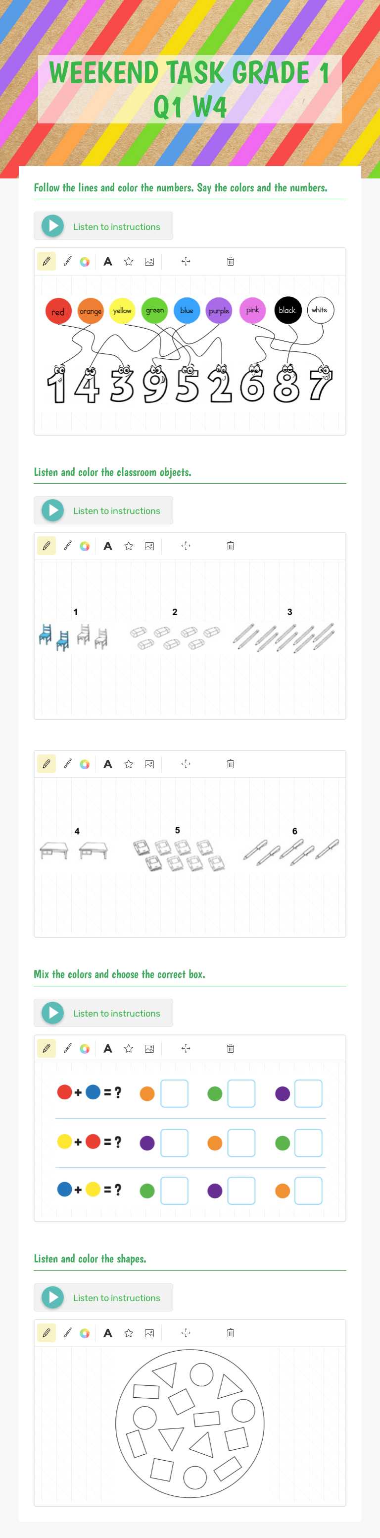 WEEKEND TASK 
GRADE 1 
Q1 W4 Grade 1 worksheet preview
