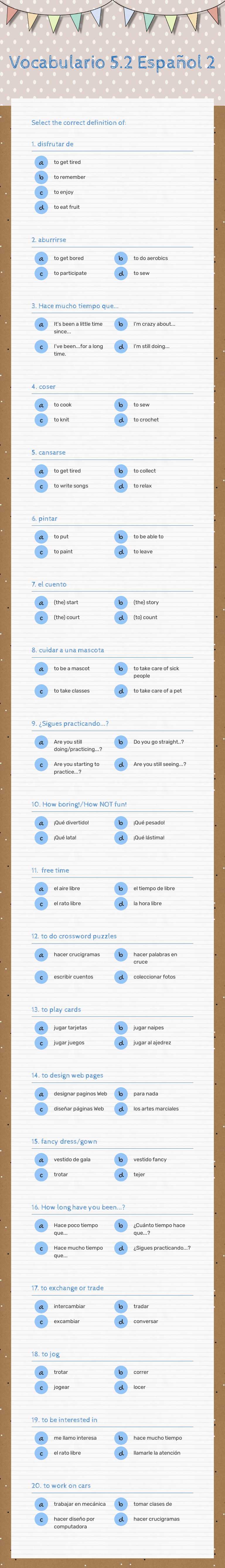 Vocabulario 5.2
Español 2 worksheet preview image