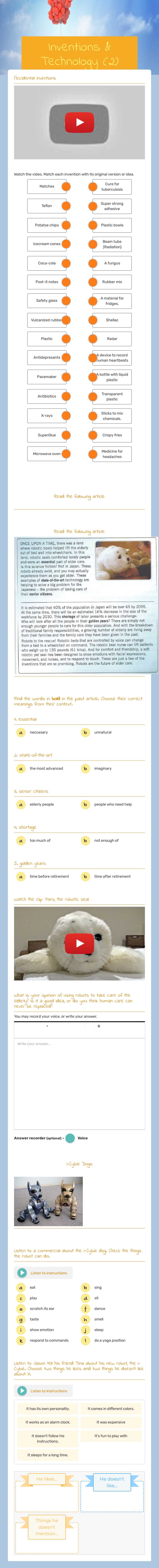 Inventions & Technology (2) worksheet preview image