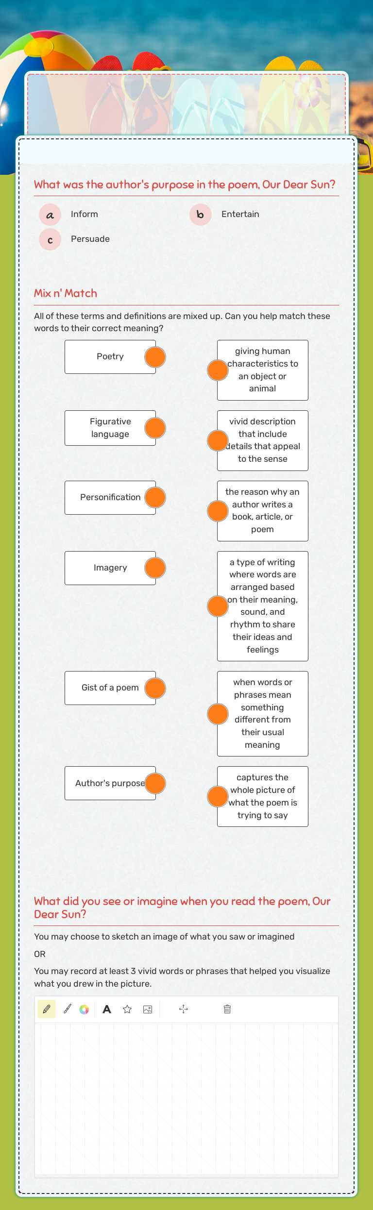 Analyzing Poetry Grade 4 worksheet preview