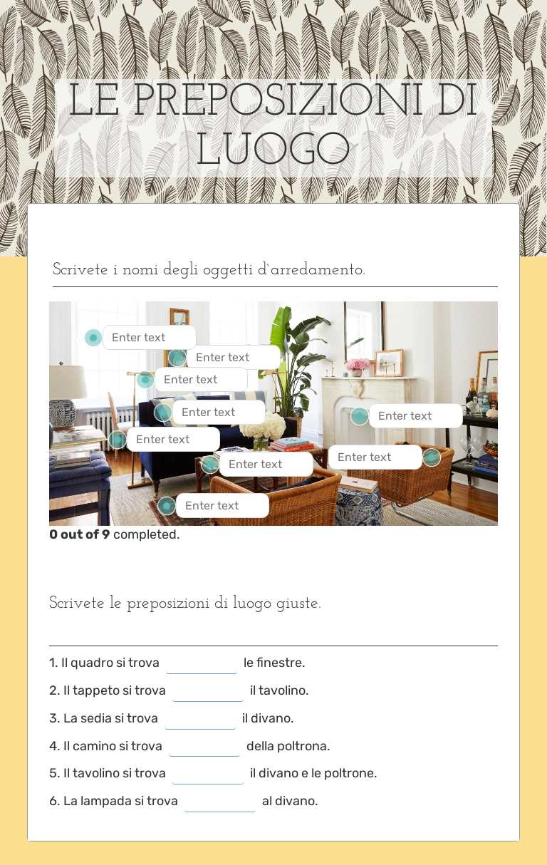 LE PREPOSIZIONI DI LUOGO worksheet preview image