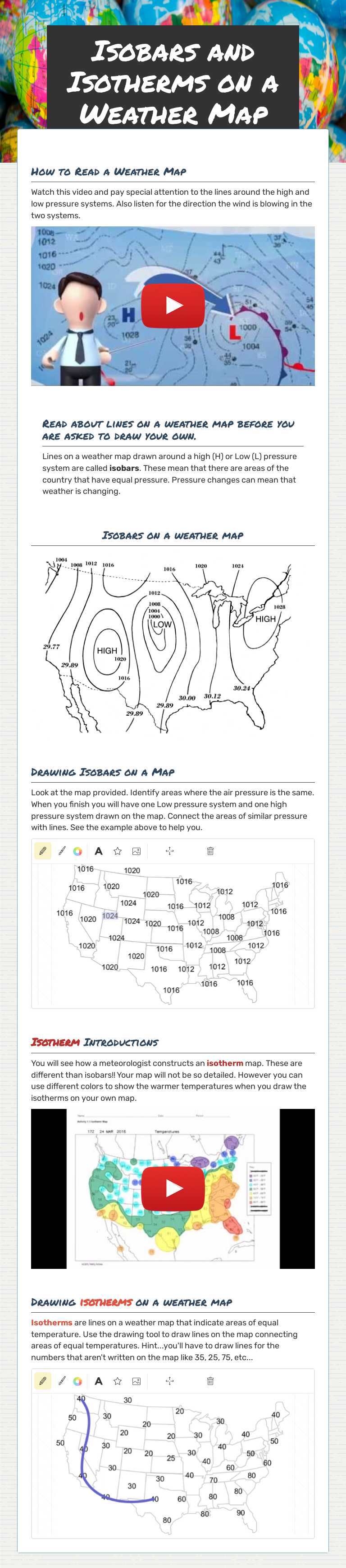 Isobars and Isotherms on a Weather Map Grade 7 worksheet preview