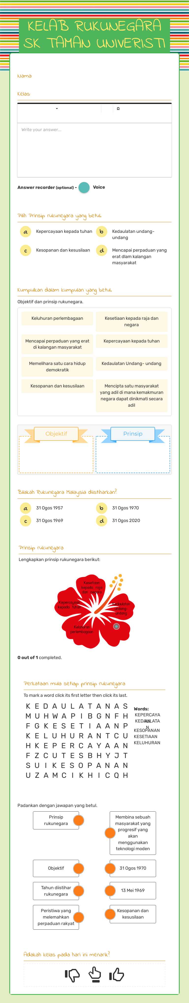 KELAB RUKUNEGARA  SK TAMAN UNIVERISTI worksheet preview image