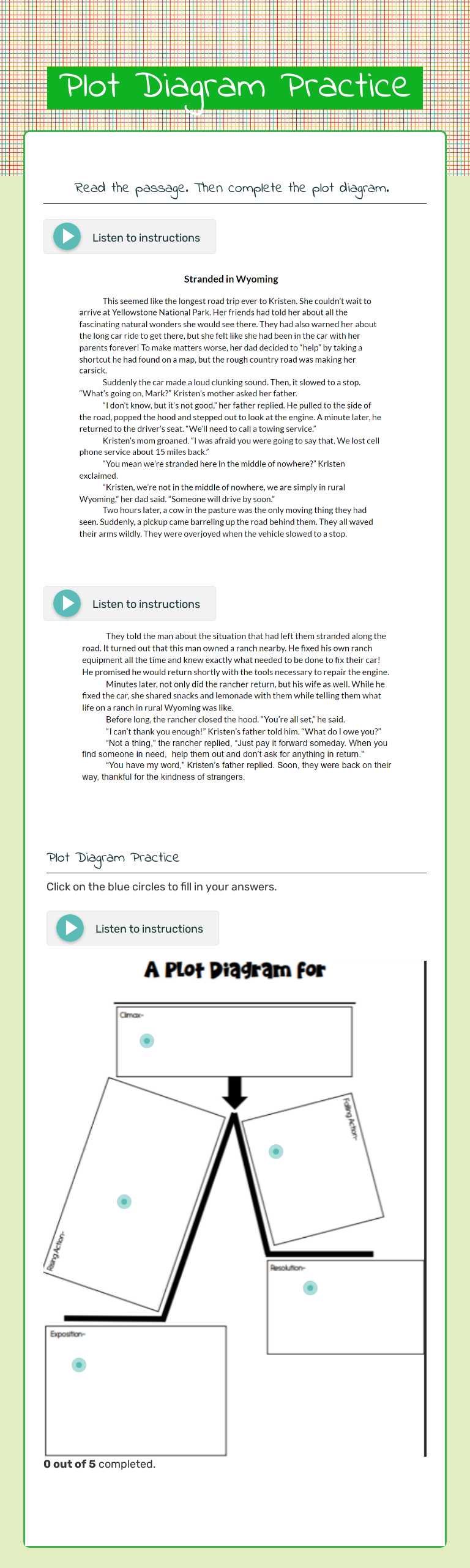 Plot Diagram Practice worksheet preview image