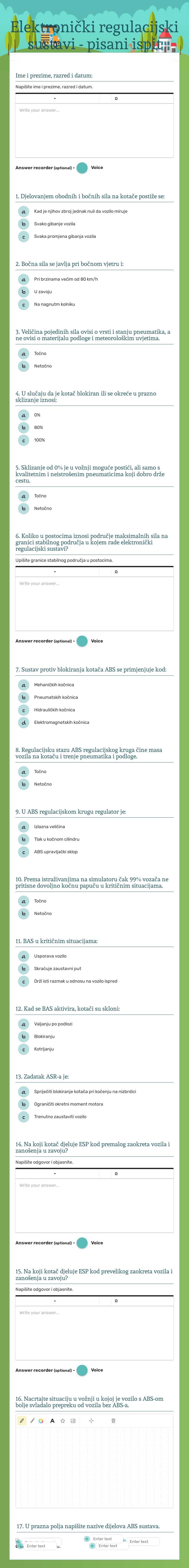 Elektronički regulacijski sustavi - pisani ispit worksheet preview image