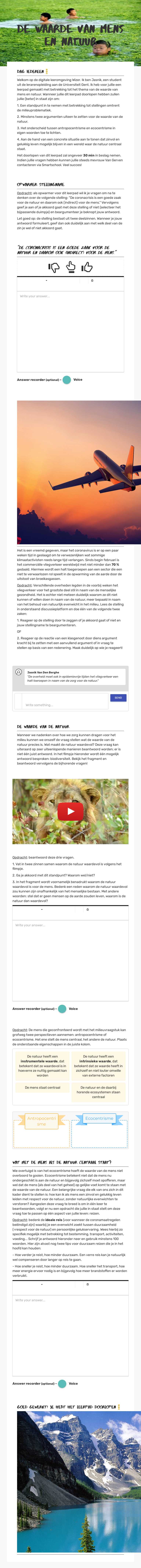 De waarde van mens en natuur worksheet preview image