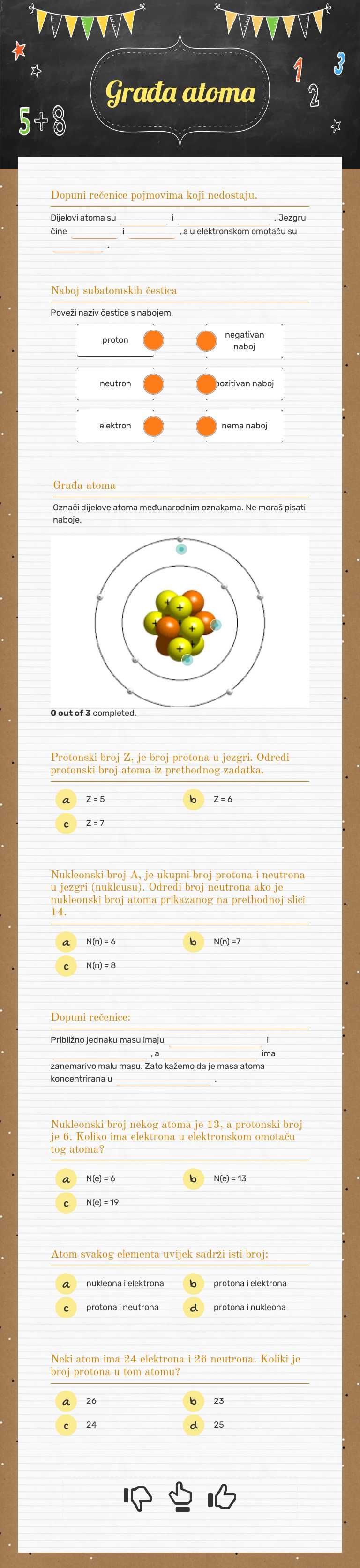 Građa atoma worksheet preview image