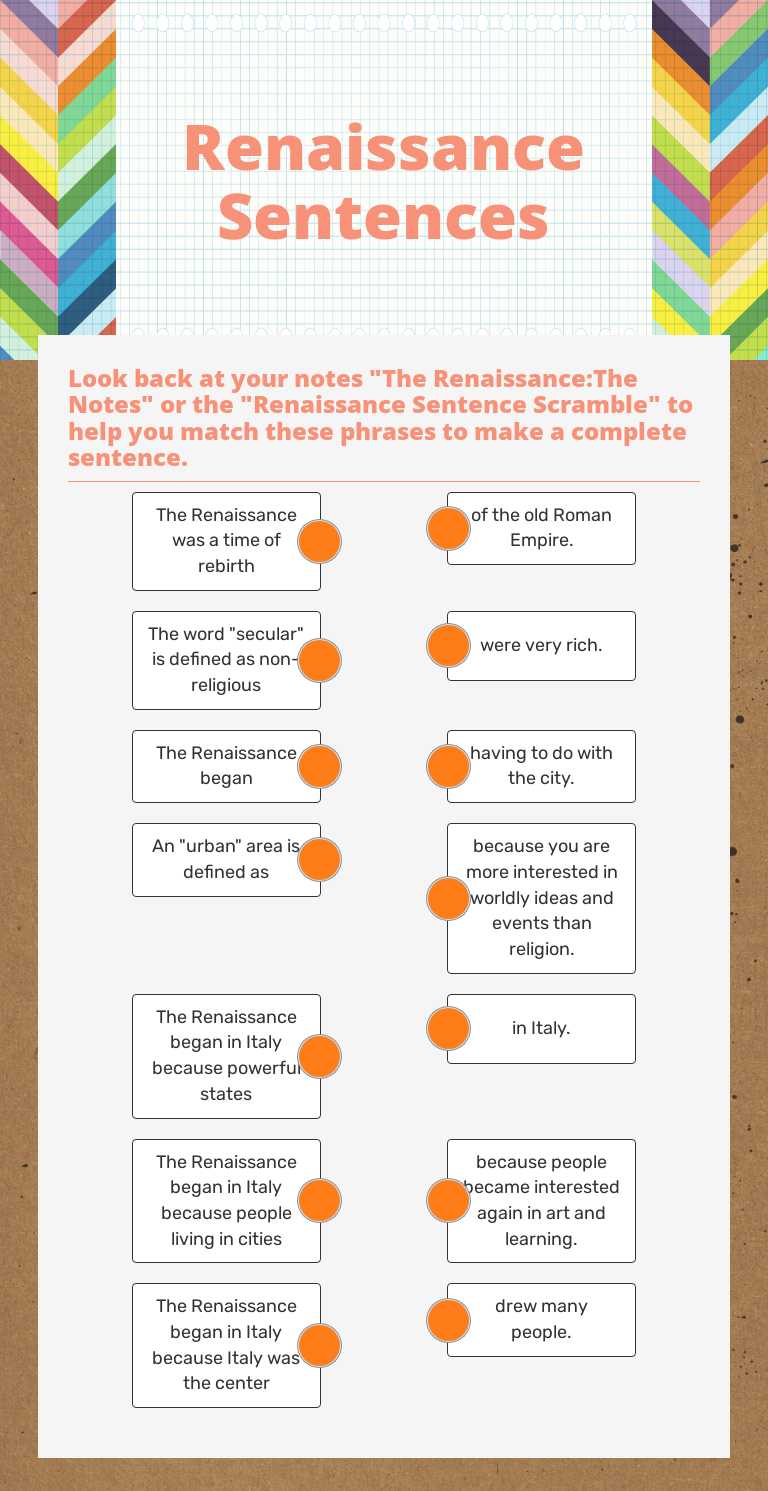 Renaissance Sentences worksheet preview image