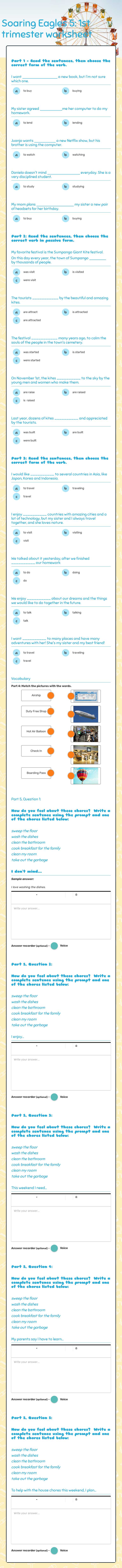 Soaring Eagles 5: 1st trimester worksheet worksheet preview image