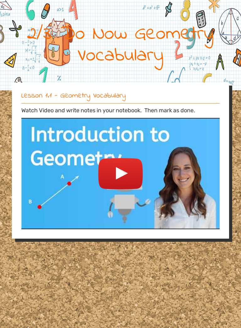 2/3: Do Now              Geometry Vocabulary worksheet preview image