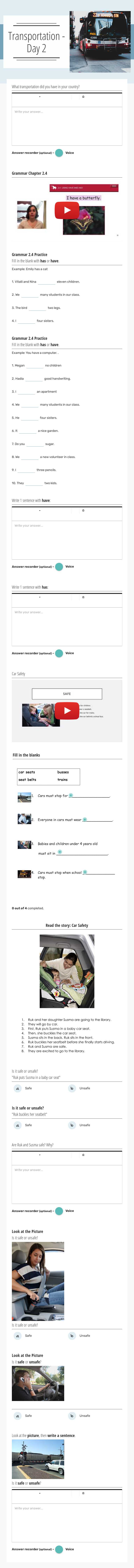 Transportation - Day 2 worksheet preview image