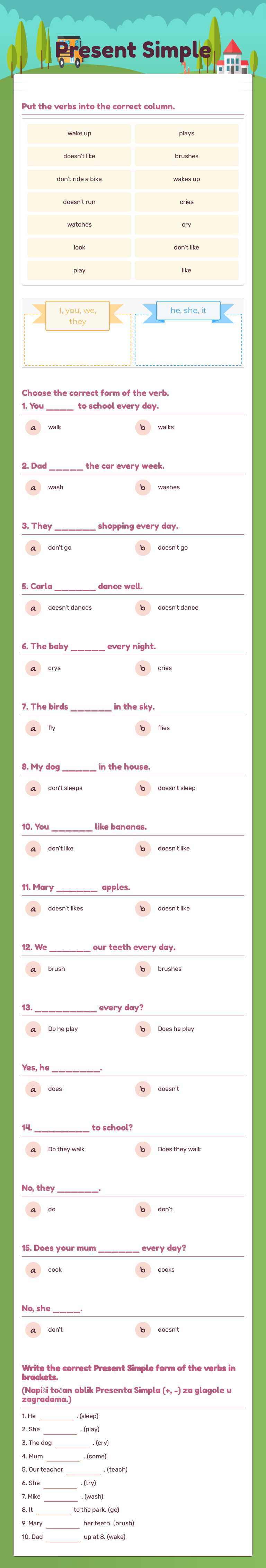 Present Simple worksheet preview image