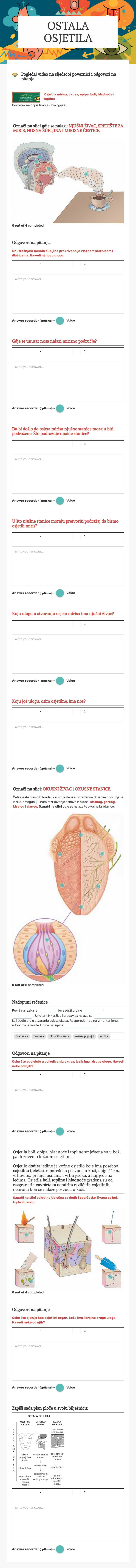 OSTALA OSJETILA worksheet preview image