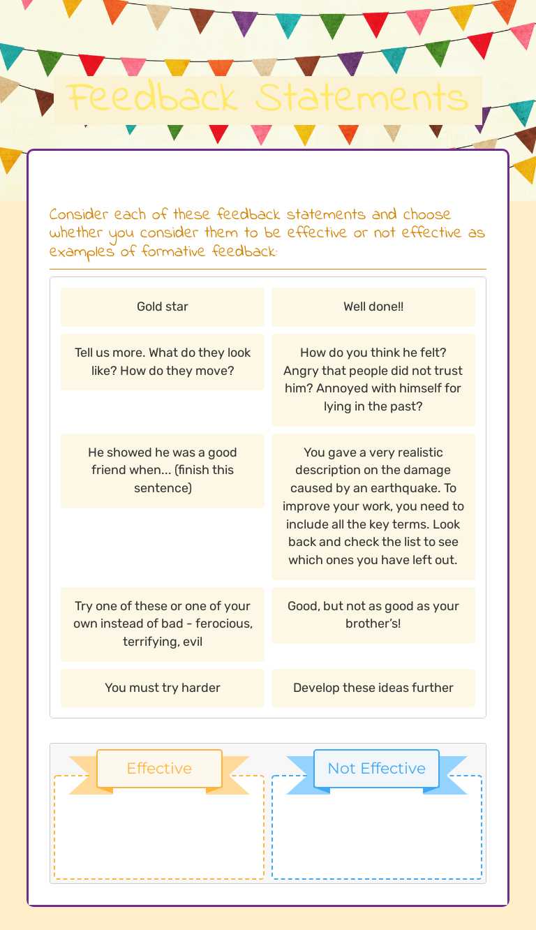 Feedback Statements worksheet preview image