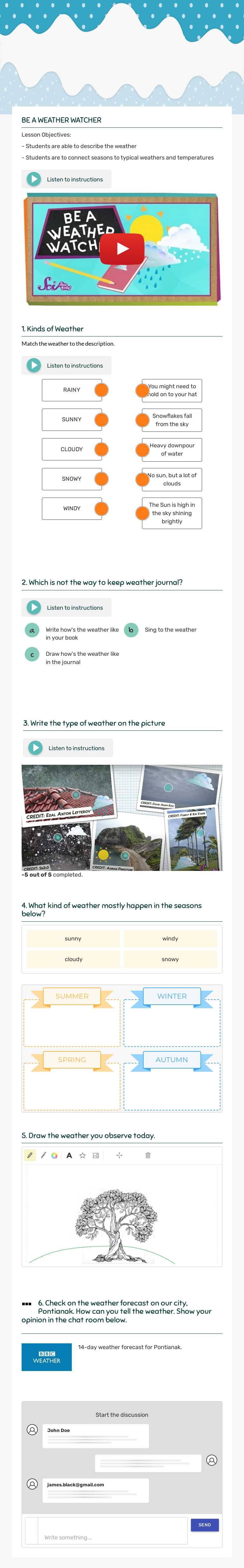 THE WEATHER Grade 3 worksheet preview