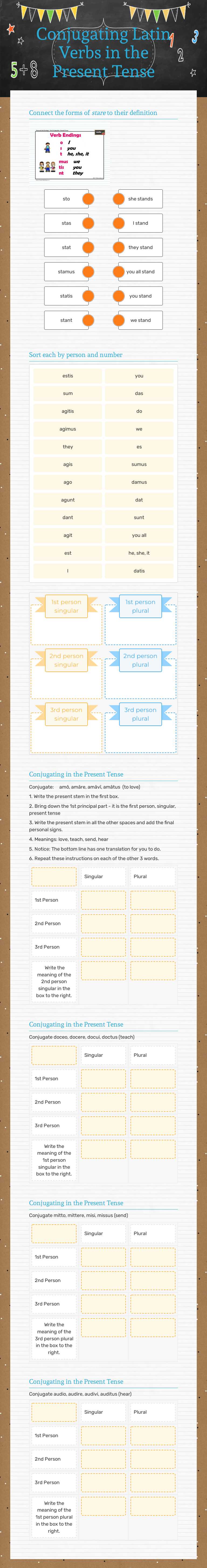 Conjugating Latin Verbs
in the Present Tense worksheet preview image