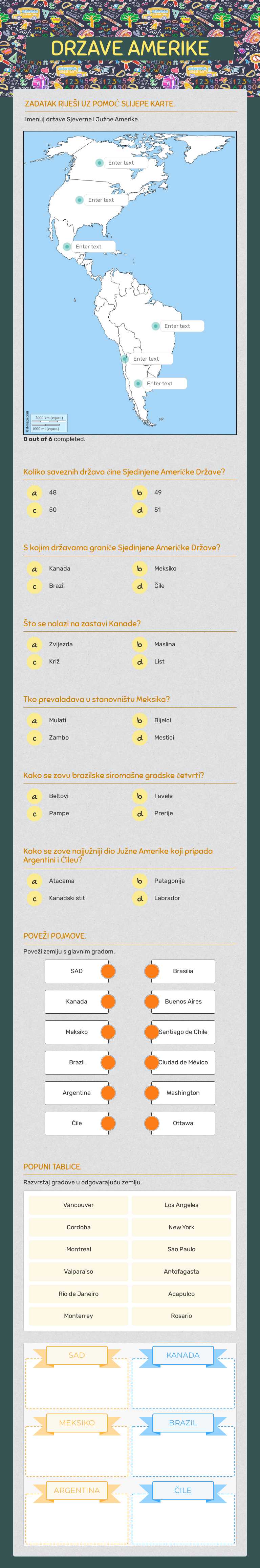 DRŽAVE AMERIKE worksheet preview image