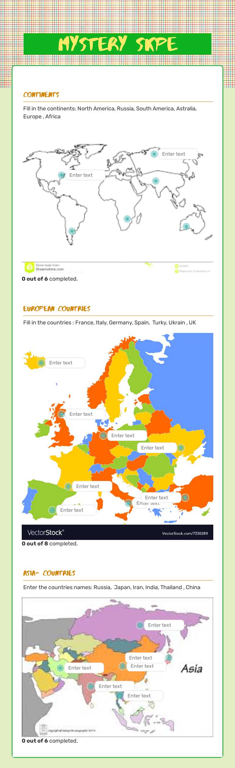 Mystery Skpe worksheet preview image