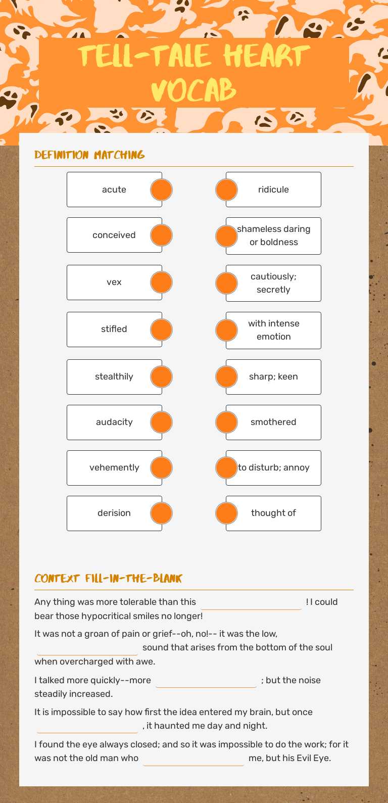 Tell-Tale Heart Vocab worksheet preview image