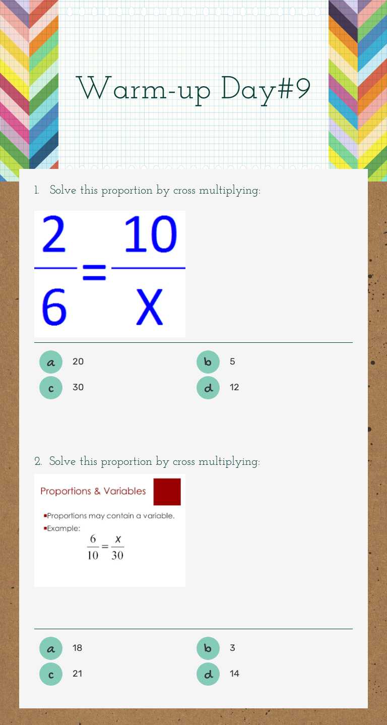 Warm-up Day#9 worksheet preview image