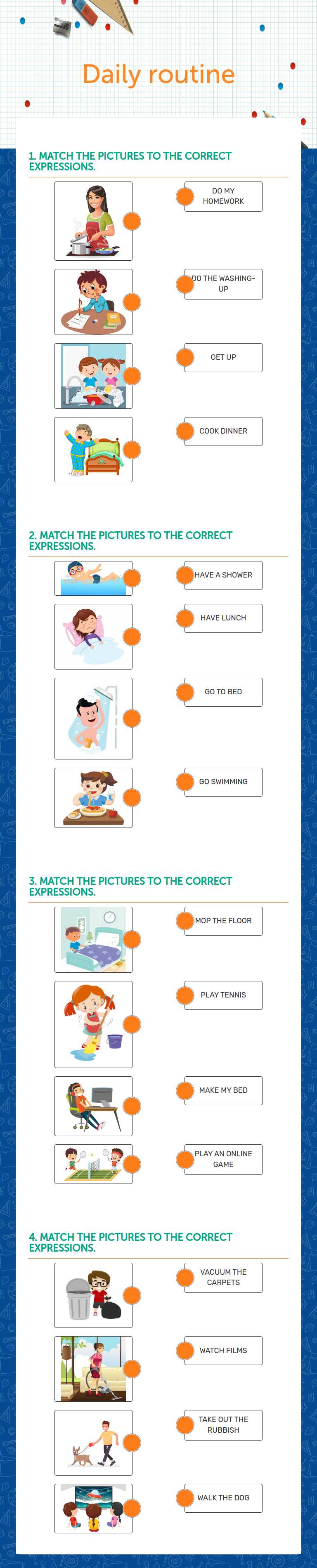 Daily routine worksheet preview image